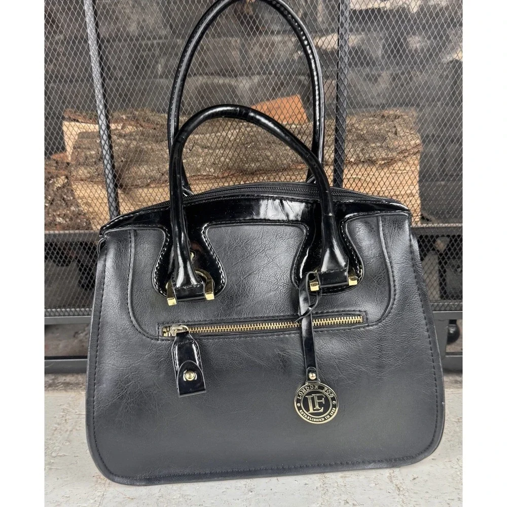 London Fog Black And‎ Beige Purse Double Handle Handbag